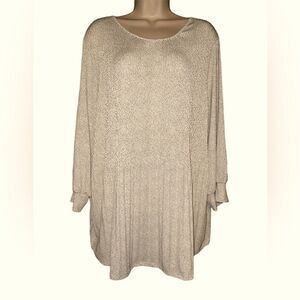 Adrianna Papell Print Knit Pleated Trapeze Top in size XL round neckline